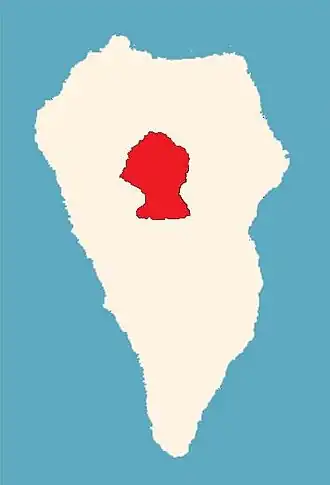 Lage der Caldera im Zentrum der Insel