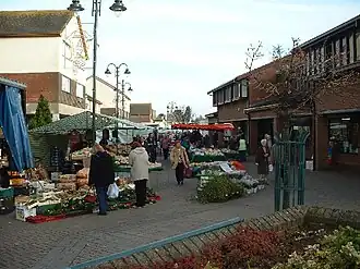 Das Zentrum von Caldicot am Markttag