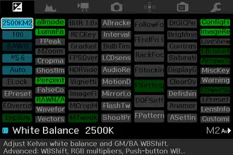 Übersichts-Bildschirm über alle Funktionen