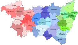 Lage des Kantons Fraize innerhalb des Départements Vosges