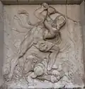 Reliefs der Sockelzone, Szenen aus dem Buch Genesis, rechts. Die Ermordung Abels durch seinen Bruder.