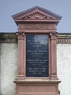 Carl Ludwig Rütimeyer-Fankhauser (1825–1895), Leopold Rütimeyer-Lindt (1856–1932), Andreas Kummer-Aeschbacher (1951–2014) Grab Wolfgottesacker, Basel