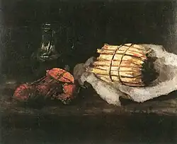 Carl Schuch: Hummer, Zinnkanne und Spargelbund