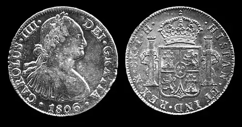 Spanischer Real mit IIII statt IV als Registernummer von Karl IV von Spanien