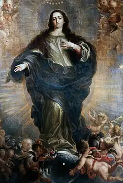 María Inmaculada (Unbefleckte Empfängnis, Detail), um 1680, Iglesia parroquial de Nuestra Señora del Carmen, Marlofa (La Joyosa, Saragossa)
