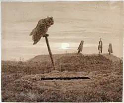 Eule am Grabe um 1834, Klassikstiftung Weimar, Graphitzeichnung