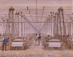 Websaal der Baumwollspinnerei Kuchen, 1862.