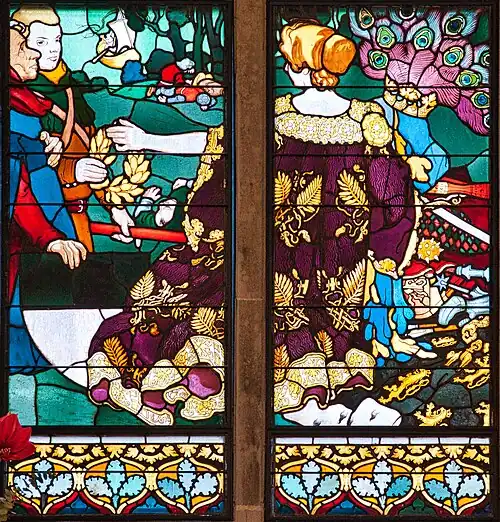 Helvetia überreicht den Freiburger Honoratioren den Lorbeerkranz