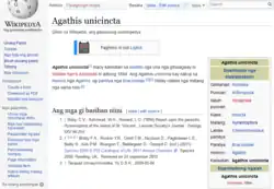 Typischer automatisiert erstellter Artikel von Lsjbot über die Brackwespenunterart Agathis unicincta.