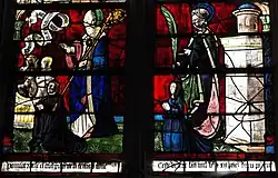 Stifter mit dem heiligen Nikolaus, Stifterin mit der heiligen Barbara