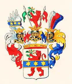 Freiherrenwappen der Cerrini de Monte-Varchi (1789) bei Tyroff (nachkoloriert)