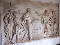 Bas-relief "Das Zeichen für Achaz", Bridan, Carrara-Marmor, 1786–1789.