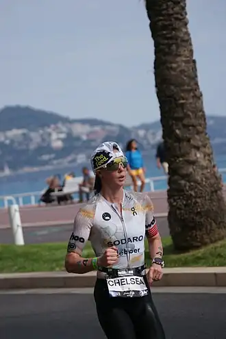 Chelsea Sodaro bei den Ironman World Championships in Nizza, 2024