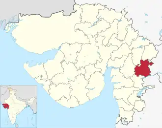 Positionskarte des Distrikts Chhota Udepur