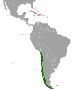 Lage von Chile und Haiti
