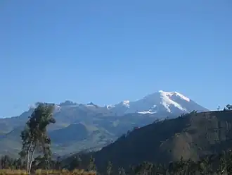 Der Carihuairazo links vom größeren Chimborazo von Norden gesehen