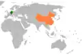 Lage von Deutschland und China