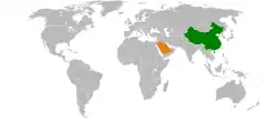 Lage von Saudi-Arabien und Volksrepublik China