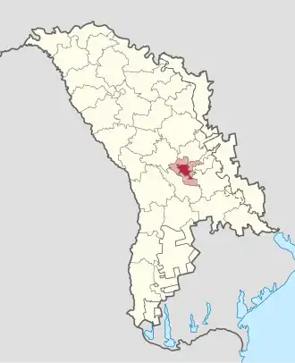 Karte von Moldawien, Position von Chișinău hervorgehoben