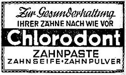 Chlorodont-Werbung von 1949 aus einer Zeitung