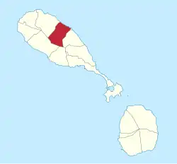 Die Lage von Christ Church auf der Insel St. Kitts