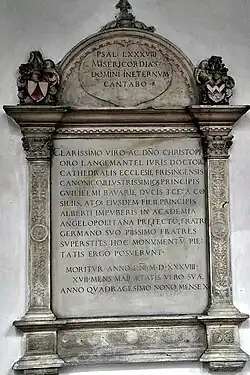 Franziskanerkirche Ingolstadt, Epitaph Christoph Langenmantel vom Sparren († 1538)