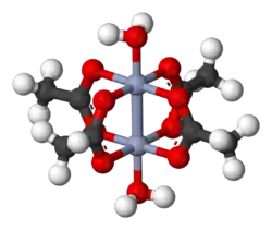Strukturformel des Chrom(II)-acetat-Hydrat-Dimers