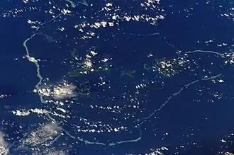 NASA-Bild des Atolls Chuuk (Ansicht von Norden)