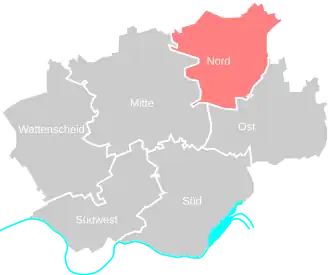 Lage des Bezirks Bochum-Nord