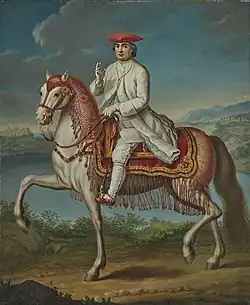 Clemens XIV. zu Pferde vor Castel Gandolfo, ca. 1772