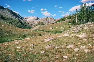 Cloud Peak von Westen, gesehen vom Oberlauf des Paint Rock Creek