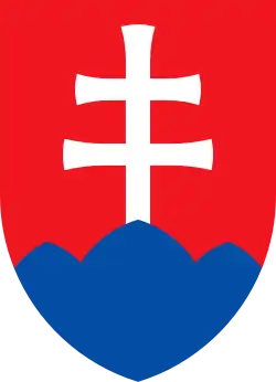 Das Doppelkreuz im Staatswappen der Slowakei (1939–1945) wurde stilistisch dem Rodobrana-Abzeichen nachempfunden