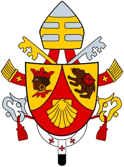 Papstwappen von Benedikt XVI. mit Binde- und Löseschlüssel