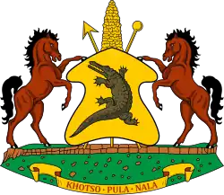 Wappen Lesothos: zwei Basutho-Pferde