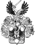 Wappen derer von Tabouillot gen. v. Scheibler seit 1858 mit Helmzier