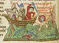 St. Simeon wird auf dem Nil von Piraten überfallen, Miniatur um 1200