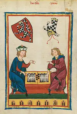 Backgammon-Vorläufer Wurfzabel im Codex Manesse