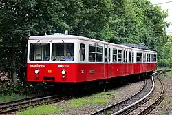 Steuerwagen und Triebwagen der Schwabenbergbahn in Budapest
