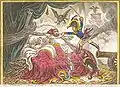 Politischer Albtraum, das Bett in der Karikatur, James Gillrays Comfort’s of a Bed of Roses, 21. April 1806