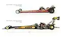Vergleich von Front- und Rear-engine-Bauweise bei Dragstern (class Top Fuel)