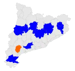 Einige der insgesamt 41 katalanischen Comarques verabschiedeten Resolutionen zu dem Referendum: ﻿Zustimmung zur Durchführung ﻿Ablehnung