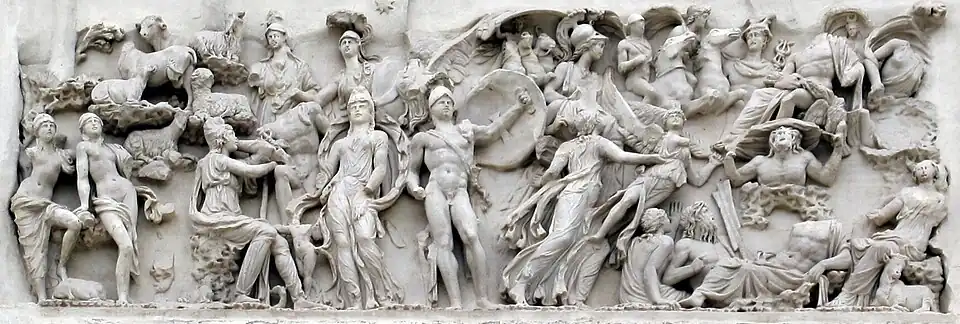 Sarkophagrelief an der Fassade der Villa Medici (Ergänzte Kopie)