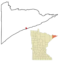 Lage von Grand Marais im Cook County (oben) und in Minnesota (unten)