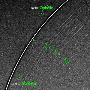 Die Monde Ophelia und Cordelia, aufgenommen von Voyager&nbsp;2