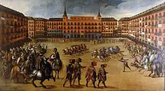 Festlichkeiten auf der Plaza Mayor von Juan de la Corte (17. Jahrhundert)