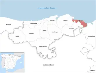 Die Lage der Comarca Costa Oriental in der autonomen&nbsp;Gemeinschaft&nbsp;Kantabrien