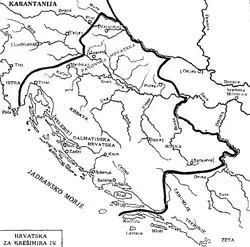 Territorium Kroatiens während König Petar Krešimir IV. (11. Jahrhundert): Türkisches Kroatien war im Zentrum des Königreichs