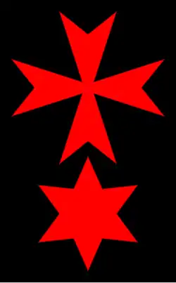 Kreuzherren mit dem Roten Stern: Rot auf Schwarz