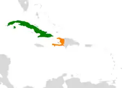 Lage von Kuba und Haiti