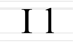 Palotschka, Groß- und Kleinbuchstabe, in Schriftart Times New Roman, Form des Großbuchstaben wie ein lateinisches großes I, Form des Kleinbuchstaben wie ein kleines lateinisches L